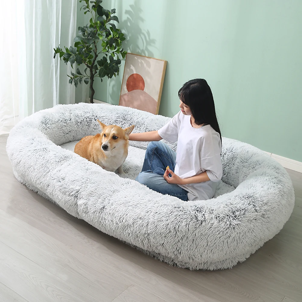 Adult Nap Bed Kennel Dog Bed Sofa Basket Human Size Giant Dog Bed Long Plush Large Pet Bed for Adults Human