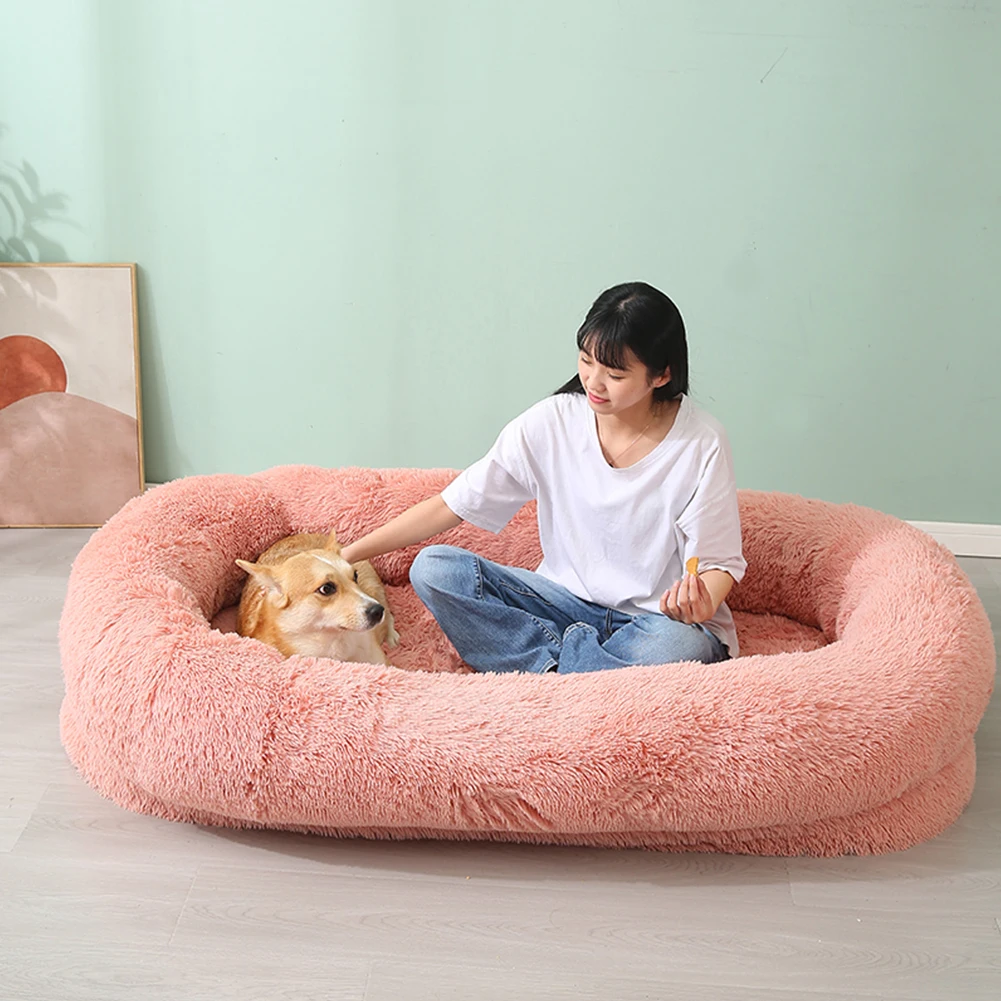 Adult Nap Bed Kennel Dog Bed Sofa Basket Human Size Giant Dog Bed Long Plush Large Pet Bed for Adults Human