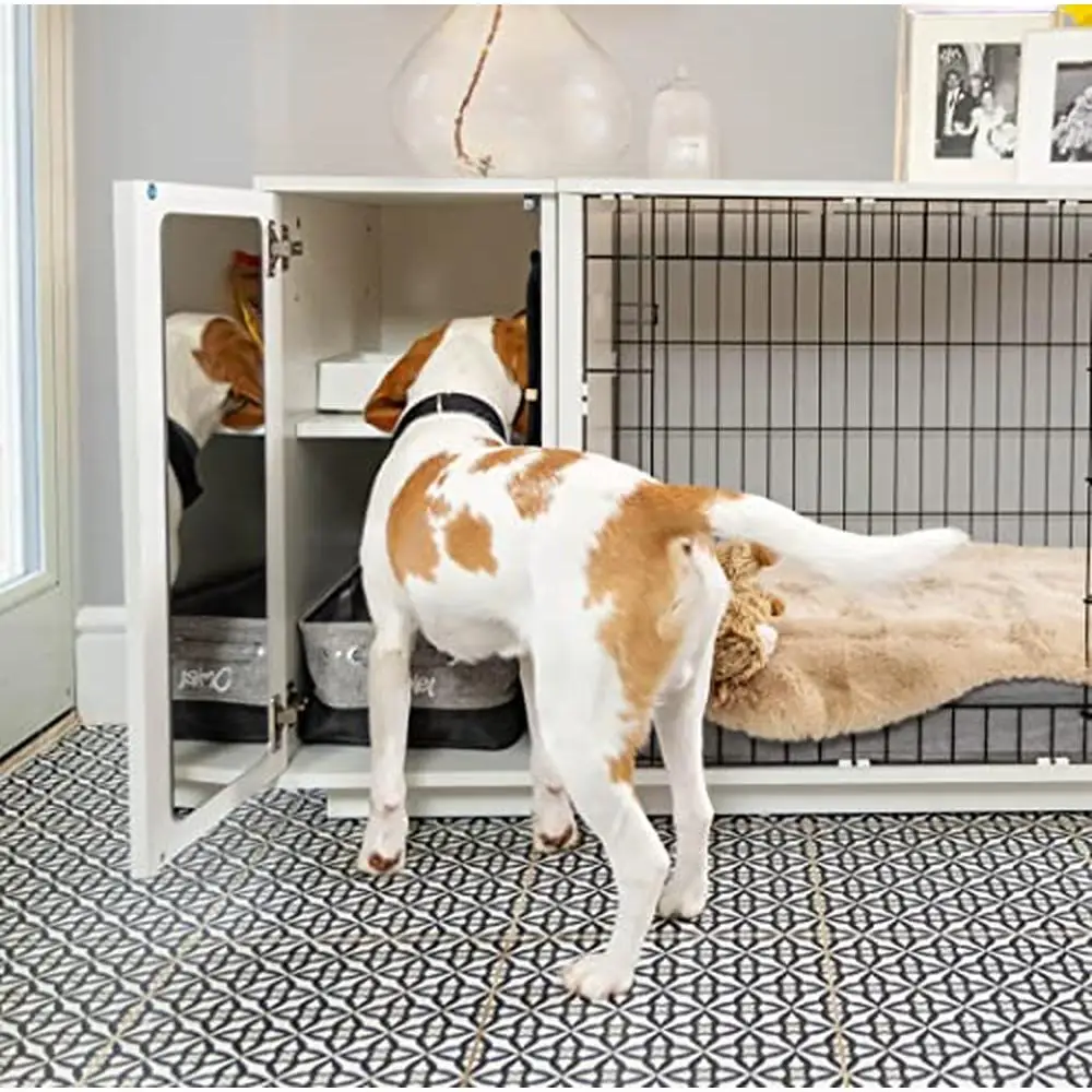 Wooden Dog Crate Modern Furniture Style Safe Space Puppy Training Comfortable Bed Accessories Optional Wardrobe Storage Indoor