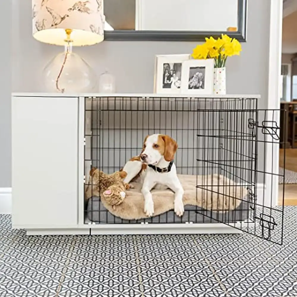 Wooden Dog Crate Modern Furniture Style Safe Space Puppy Training Comfortable Bed Accessories Optional Wardrobe Storage Indoor