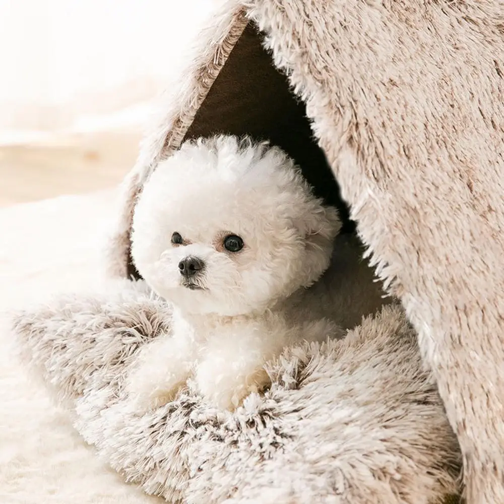 Cat Bed House Soft Plush Kennel Puppy Tent Small Dogs Cats Nest House Winter Warm Sleeping Pet Dog Bed Pet Mat Supplies