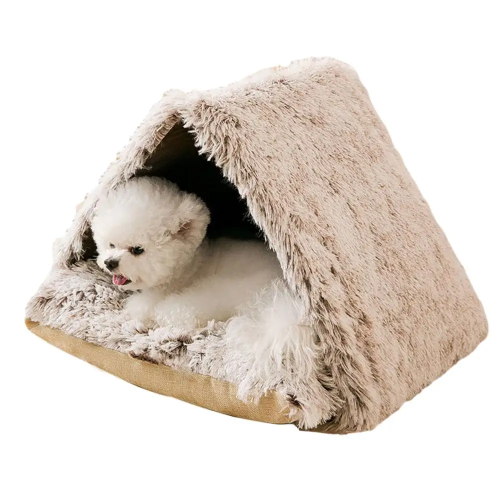 Cat Bed House Soft Plush Kennel Puppy Tent Small Dogs Cats Nest House Winter Warm Sleeping Pet Dog Bed Pet Mat Supplies