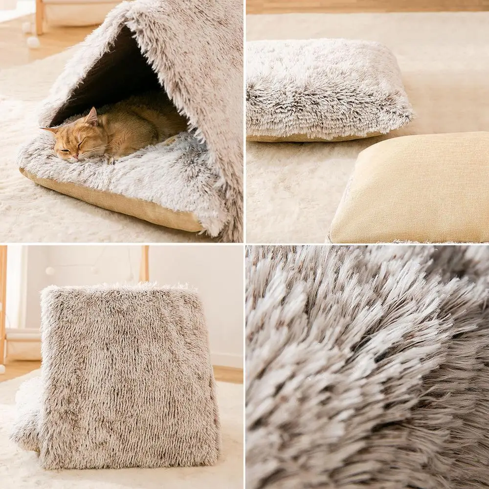 Cat Bed House Soft Plush Kennel Puppy Tent Small Dogs Cats Nest House Winter Warm Sleeping Pet Dog Bed Pet Mat Supplies