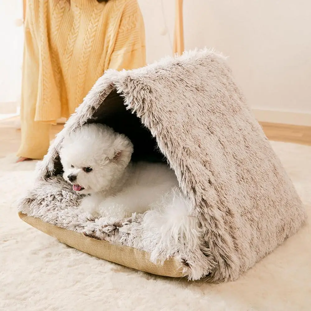 Cat Bed House Soft Plush Kennel Puppy Tent Small Dogs Cats Nest House Winter Warm Sleeping Pet Dog Bed Pet Mat Supplies