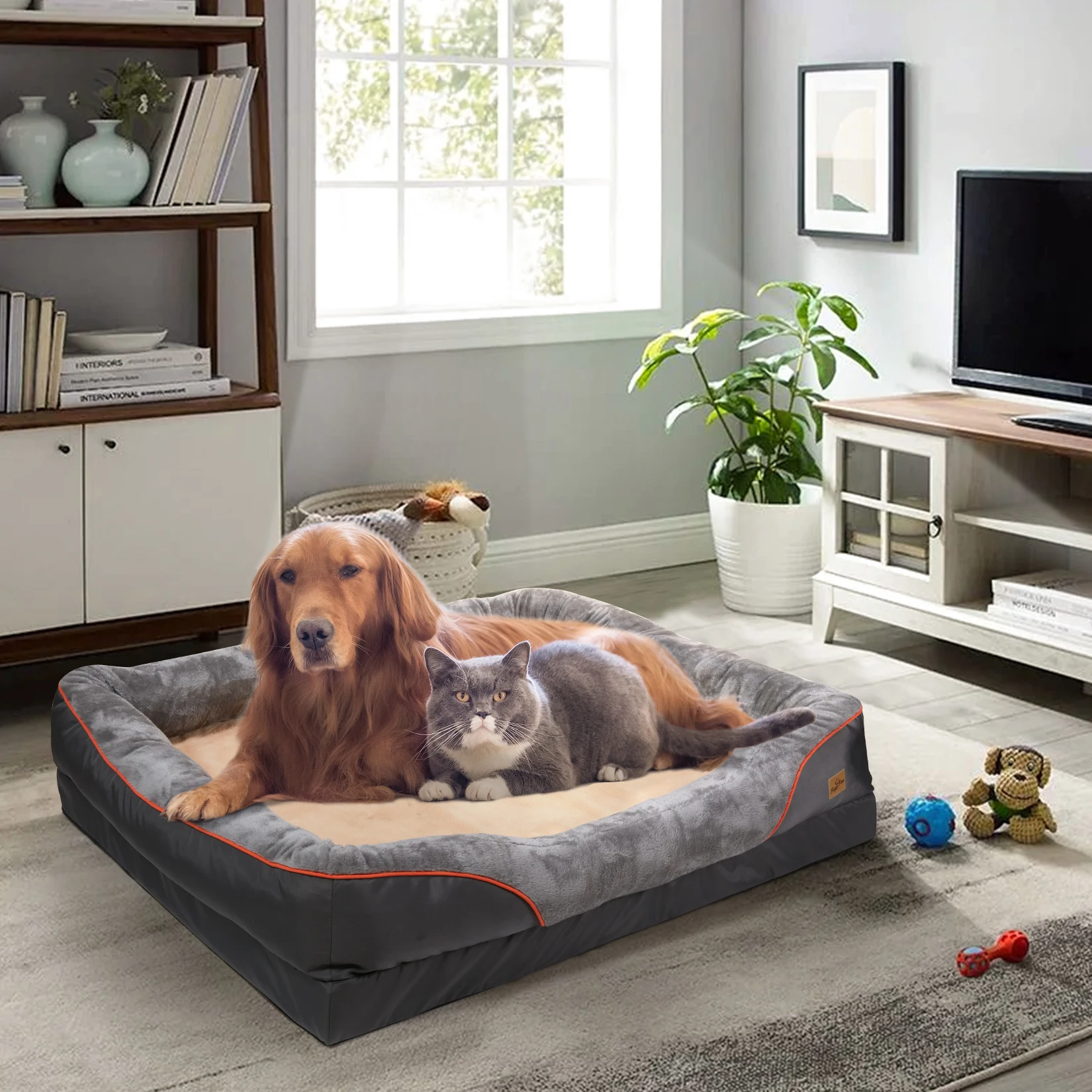 Jumbo Large Orthopedic Dog Bed Memory Foam Quilted Bolstered Pet Sofa Couch Elevated Cushion Warm Waterproof Mattress