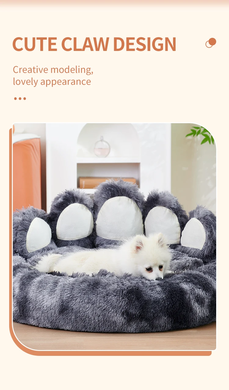 Cozy Comfy Pet Dog Bed Paw Shape Warm Dog Bed Cushion for Your Furry Friend Fluffy Dog Bed Cat Mat Deep Sleeping Warm Thickened