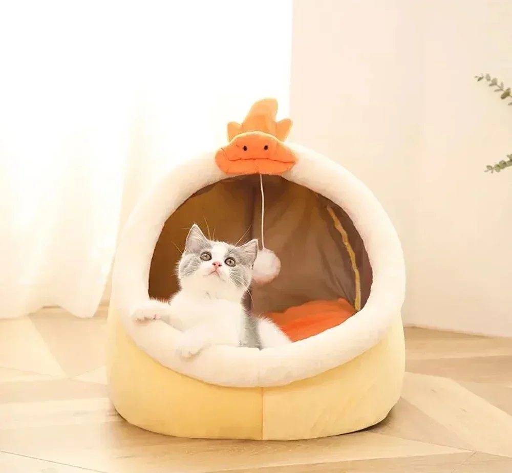 Cat Bed House Kennel Nest Round Pets Sleeping Cave Kitten Beds Pet Basket Cozy Kitten Lounger Cushion Cat House Tent Dog House