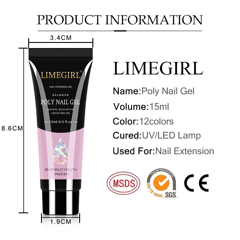 LIMEGIRL 15ml Nail Extension Gel Set Quick Extend Mold Nail Kit Gel Set For Manicure Tools Vernis Semi Permanent Set