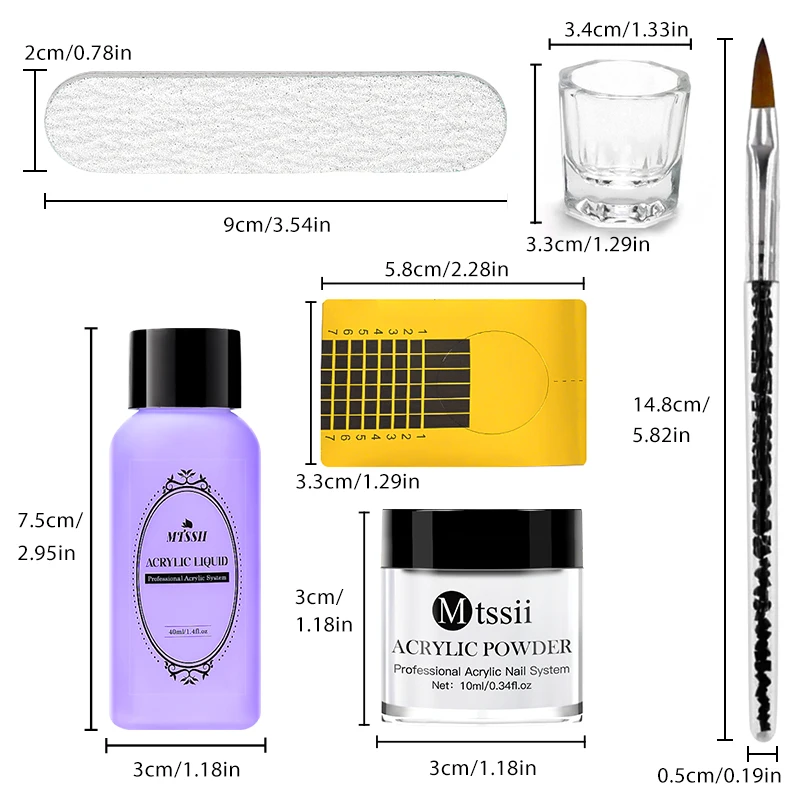 Nail Acrylic Powder and Liquid Monomer Nails Art Decoration For Manicure Set Kit Crystal Nail Glitter 3D Nail Tips Carving Tools