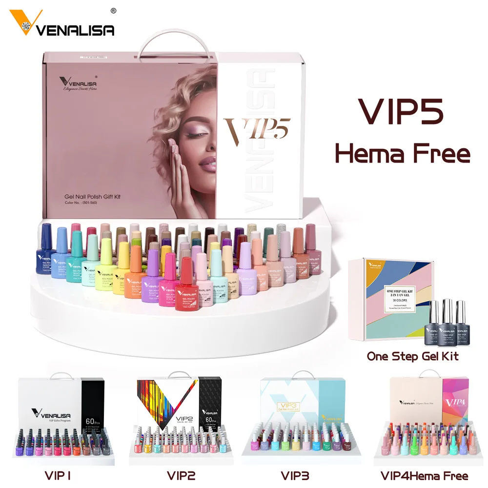 Venalisa VIP Kit 36/60 Colors Nail Gel Polish Set Fast Delivery Soak Off UV LED Base Coat Topcoat Color Book Nail Manicure Gel