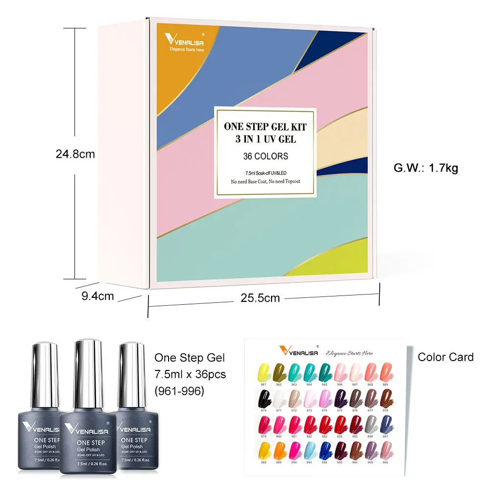 Venalisa VIP Kit 36/60 Colors Nail Gel Polish Set Fast Delivery Soak Off UV LED Base Coat Topcoat Color Book Nail Manicure Gel