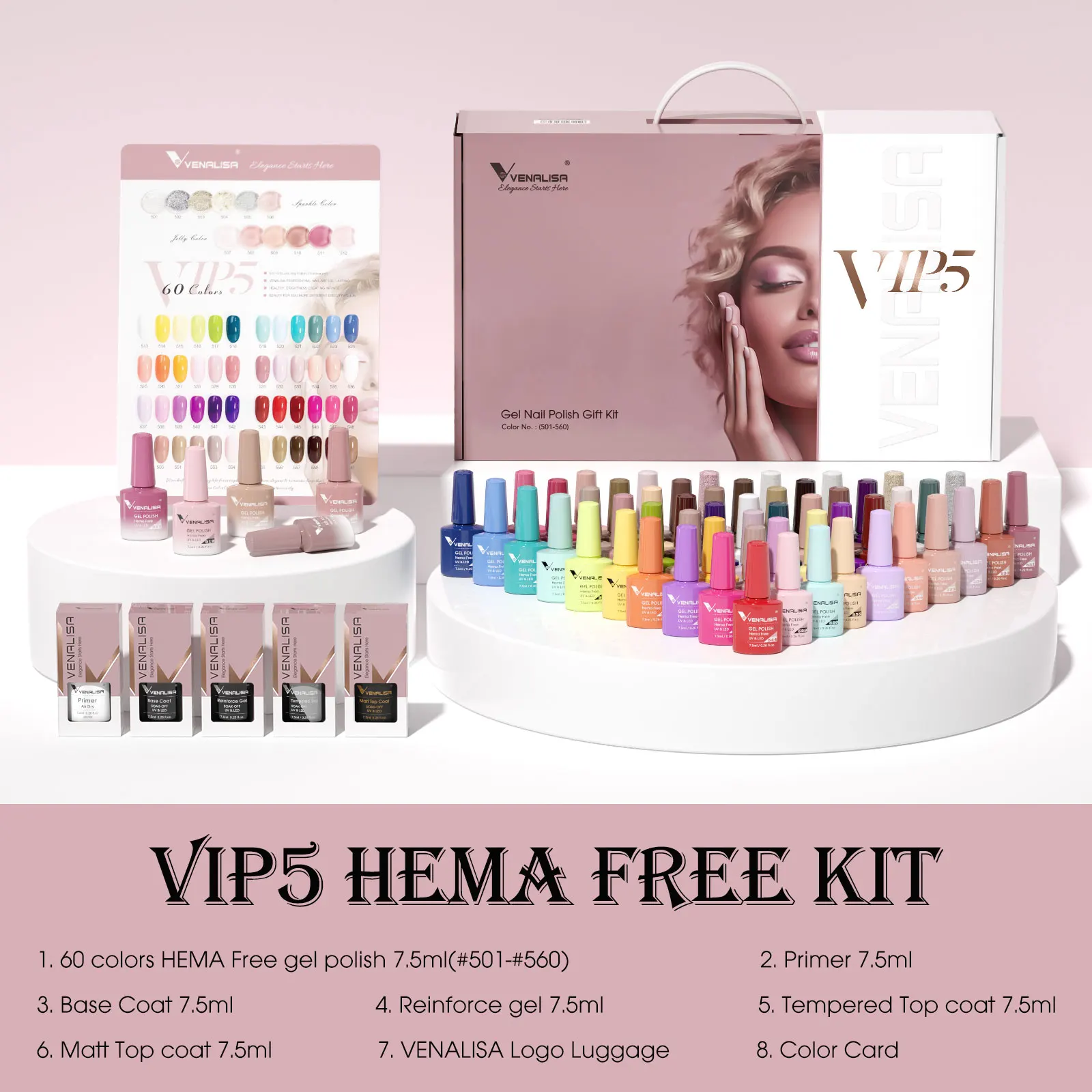 Venalisa VIP Kit 36/60 Colors Nail Gel Polish Set Fast Delivery Soak Off UV LED Base Coat Topcoat Color Book Nail Manicure Gel