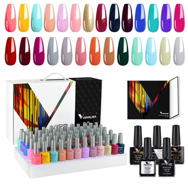 Venalisa VIP Kit 36/60 Colors Nail Gel Polish Set Fast Delivery Soak Off UV LED Base Coat Topcoat Color Book Nail Manicure Gel