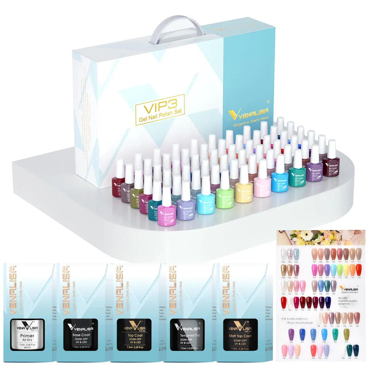 Venalisa VIP Kit 36/60 Colors Nail Gel Polish Set Fast Delivery Soak Off UV LED Base Coat Topcoat Color Book Nail Manicure Gel