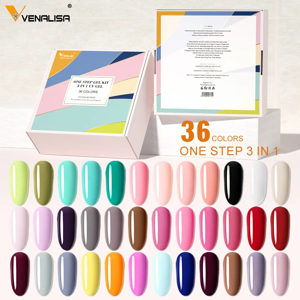 Venalisa VIP Kit 36/60 Colors Nail Gel Polish Set Fast Delivery Soak Off UV LED Base Coat Topcoat Color Book Nail Manicure Gel