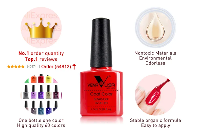 Venalisa VIP Kit 36/60 Colors Nail Gel Polish Set Fast Delivery Soak Off UV LED Base Coat Topcoat Color Book Nail Manicure Gel