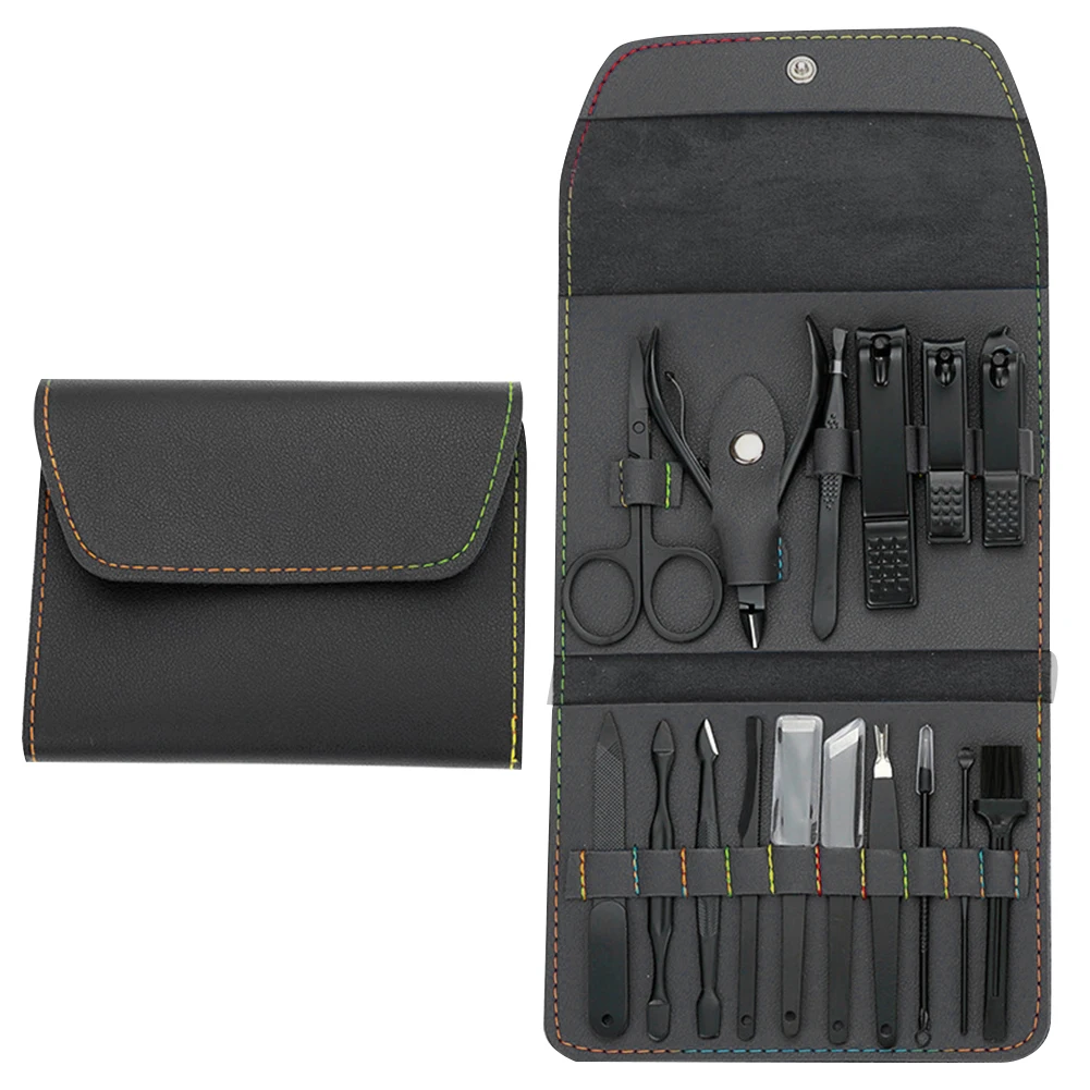 16Pcs Professional Manicure Set Pedicure Care Tools Stainless Steel Pedicure Set Portable with Leather Case for Men Women