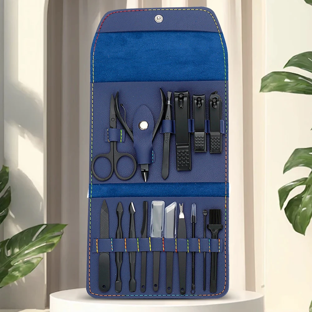 16Pcs Professional Manicure Set Pedicure Care Tools Stainless Steel Pedicure Set Portable with Leather Case for Men Women