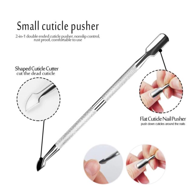 High-quality stainless steel set for precise cuticle pusher - essential pedicure and manicure tool for gel nail polish removal. - Image 2
