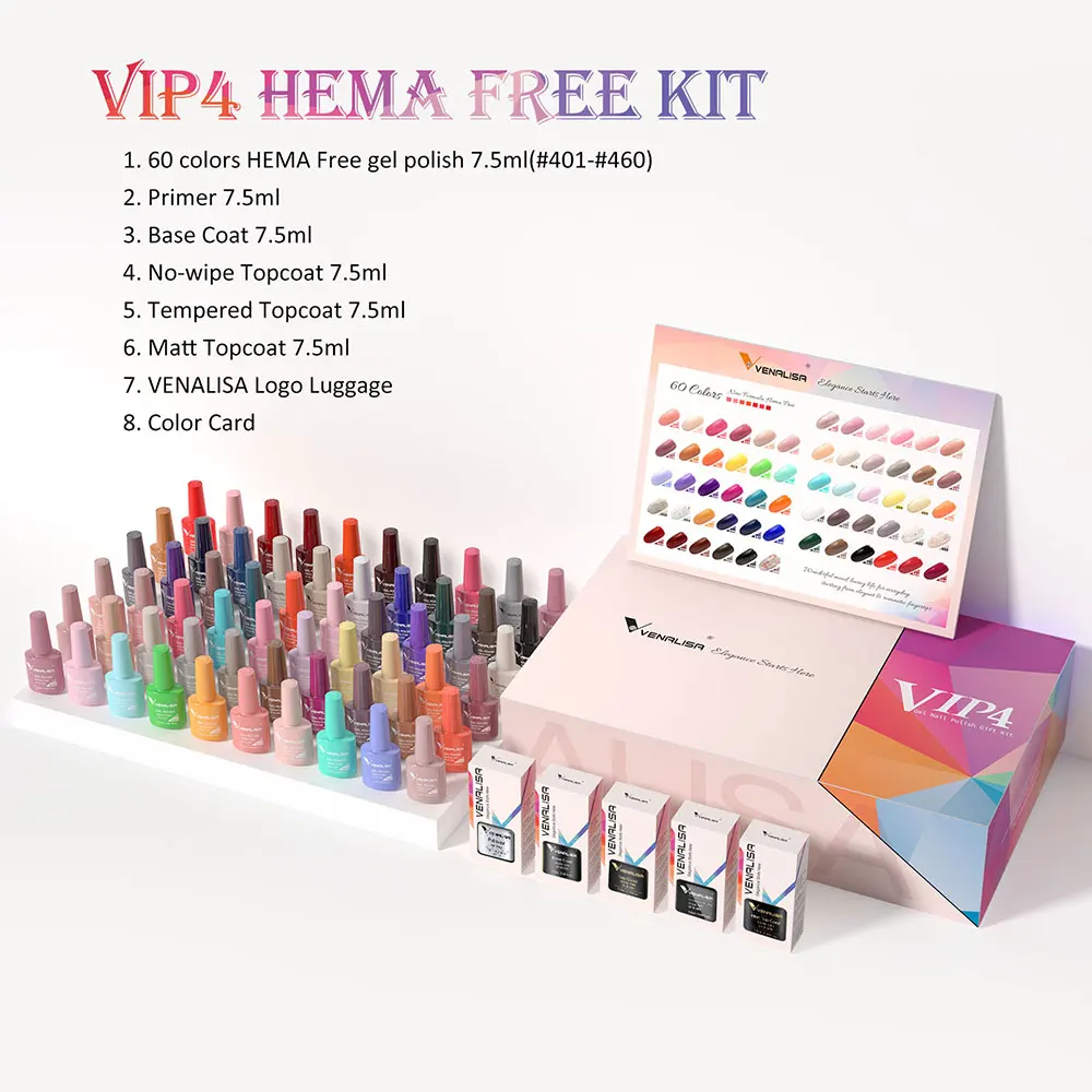 Nail Gel Display Storage Box (not with the gel) HEMA FREE VIP Kit VENALISA Gel Nail Polish Set CANNI Full Coverage Nail Manicure