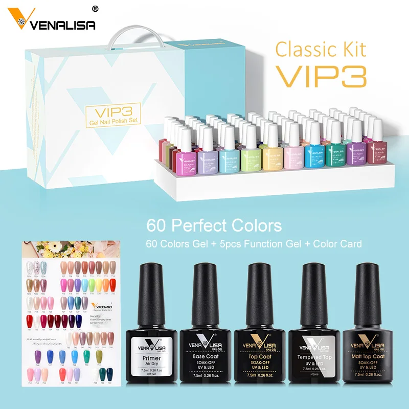 Nail Gel Display Storage Box (not with the gel) HEMA FREE VIP Kit VENALISA Gel Nail Polish Set CANNI Full Coverage Nail Manicure