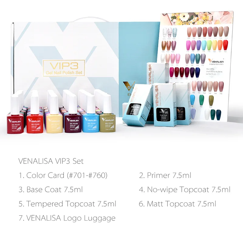 7.5ml VENALISA Gel Nail Polish Set VIP3 Gel Nail New Arrival Nail Varnish Kit Luxury Upgraded Gel Lacquer Nail Manicure