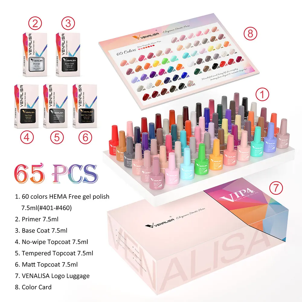 7.5ml VENALISA Gel Nail Polish Set VIP3 Gel Nail New Arrival Nail Varnish Kit Luxury Upgraded Gel Lacquer Nail Manicure