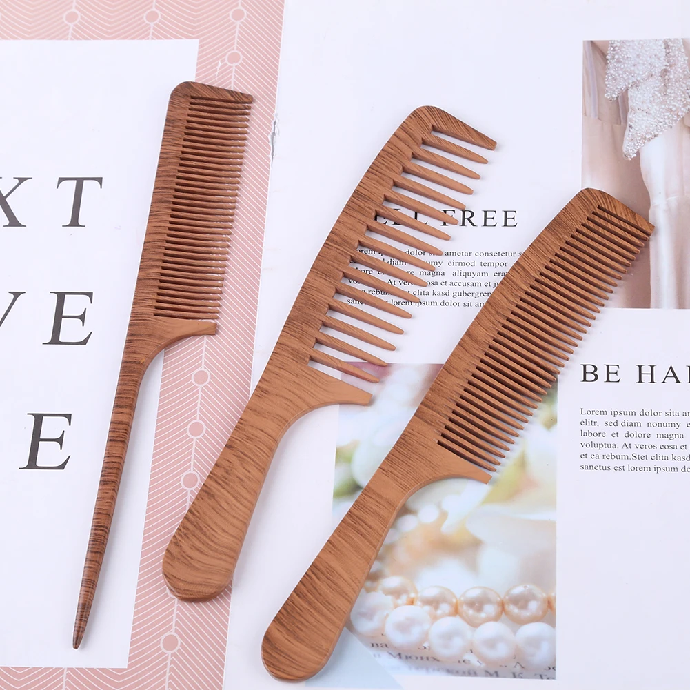 1Pcs Natural Pear Wood Comb Anti-Static Handcrafted Fine Tooth Comb Massage Head Classic Comb Hair Styling Hair Care Tool