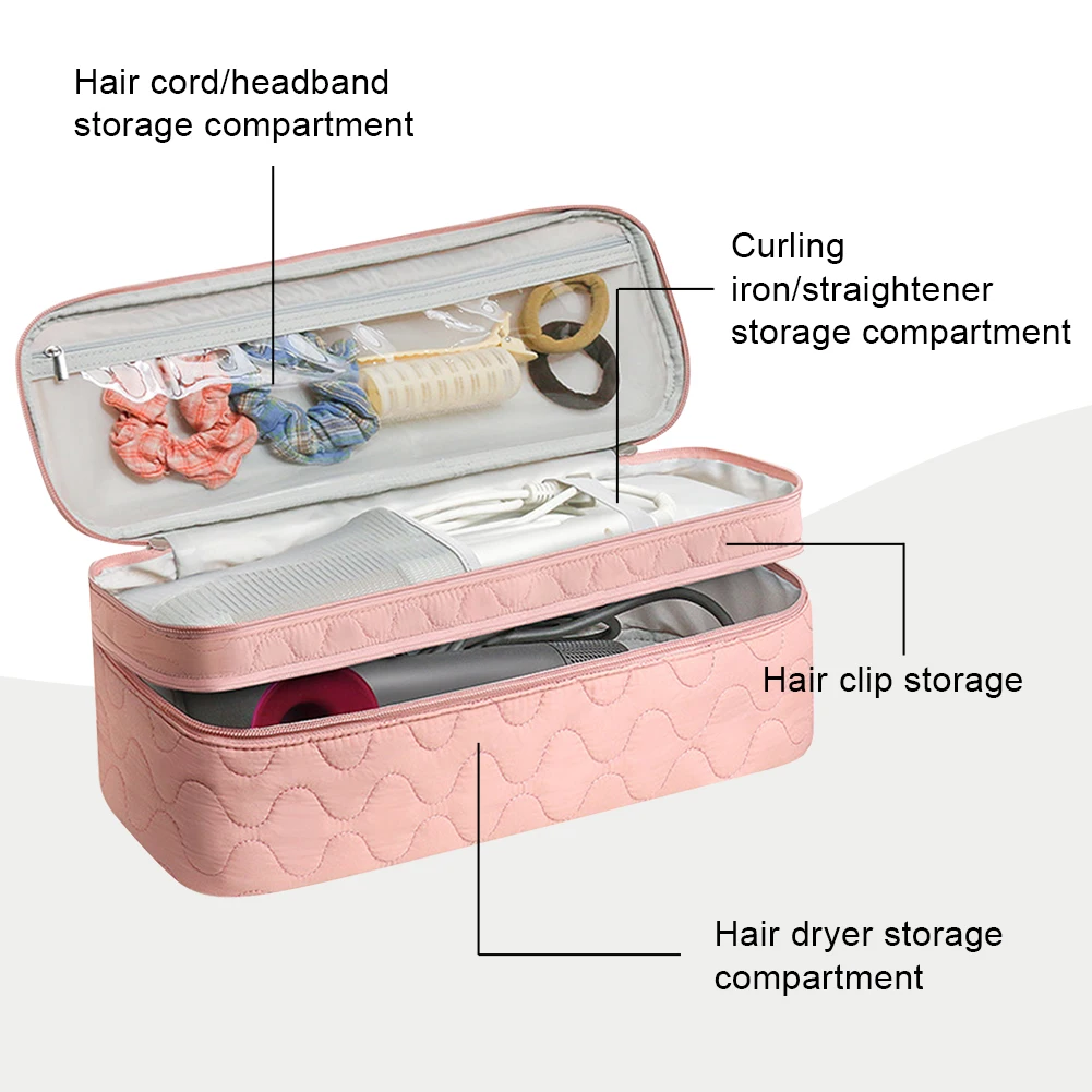 Double-Layer Hair Tools Travel Bag Hair Dryer Organizer Bag Curling Irons Bag for Revlon One-Step Hair Dryer Brush/Volumizer