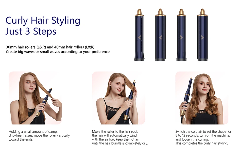 Airwrap Curling Iron Wearing Hair Dryer Hot Comb Air 1300W Hair Dryer Professional Curling Iron Hair Straightener Styling Tool