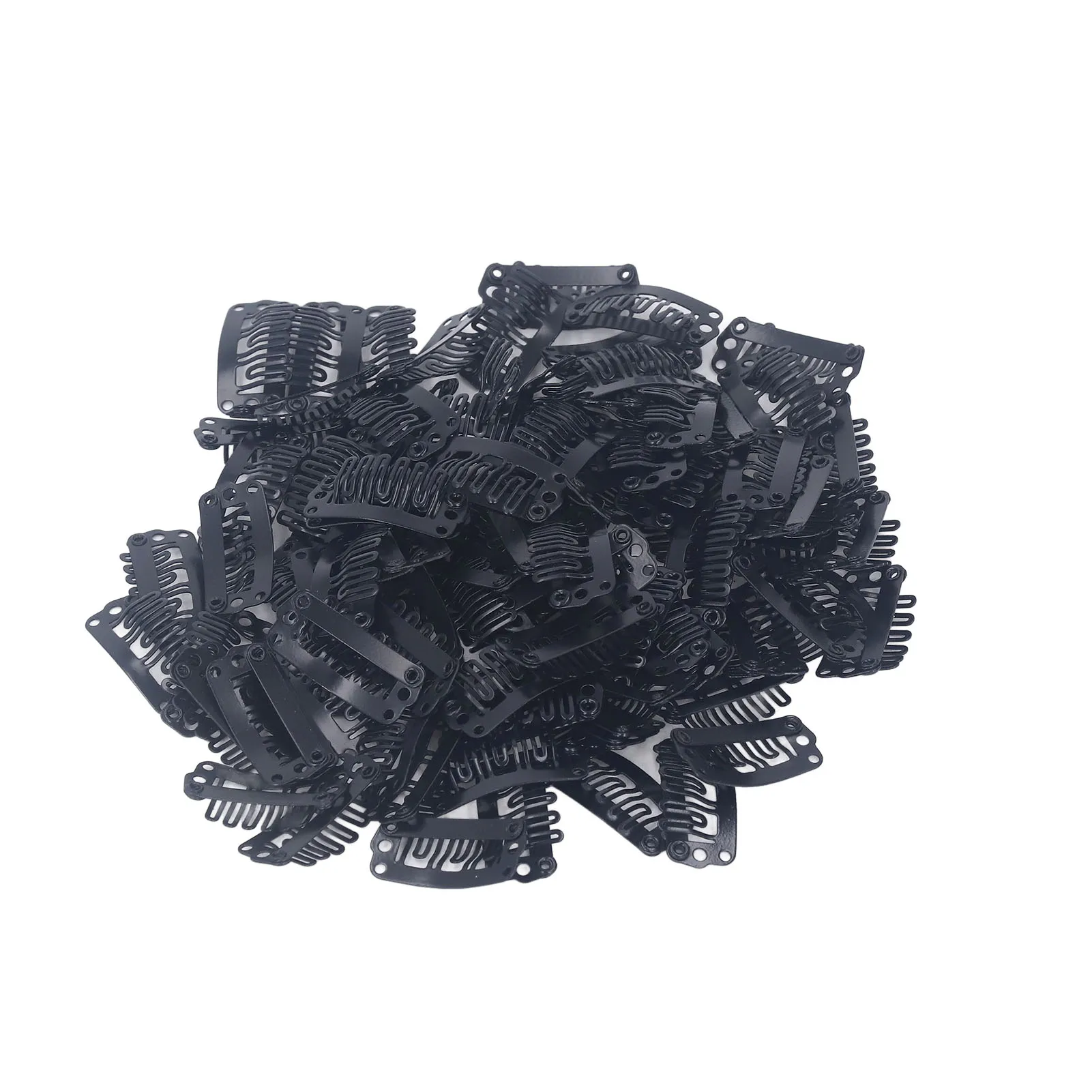 100pcs Wig Clips 2.3cm U Shape Wig Clips 6 Comb Teeth Stainless Steel Black Wig Accessories Snap Comb Clips for Hair Extension