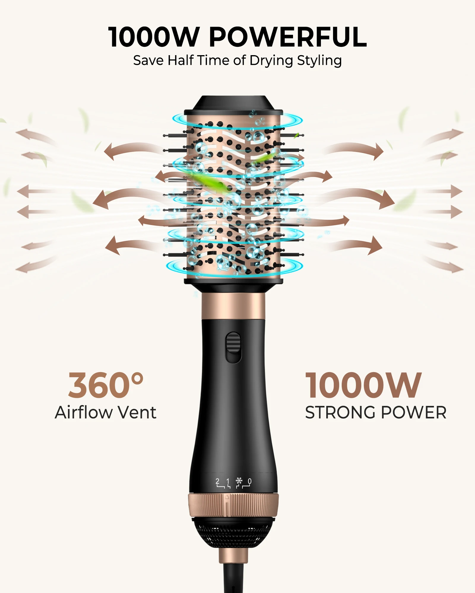 Professional Blow Dryer Brush 4 In 1 Detachable Hair Dryer Brush Hot Air Styling Comb Negative Ion Hairdryer Curling Comb