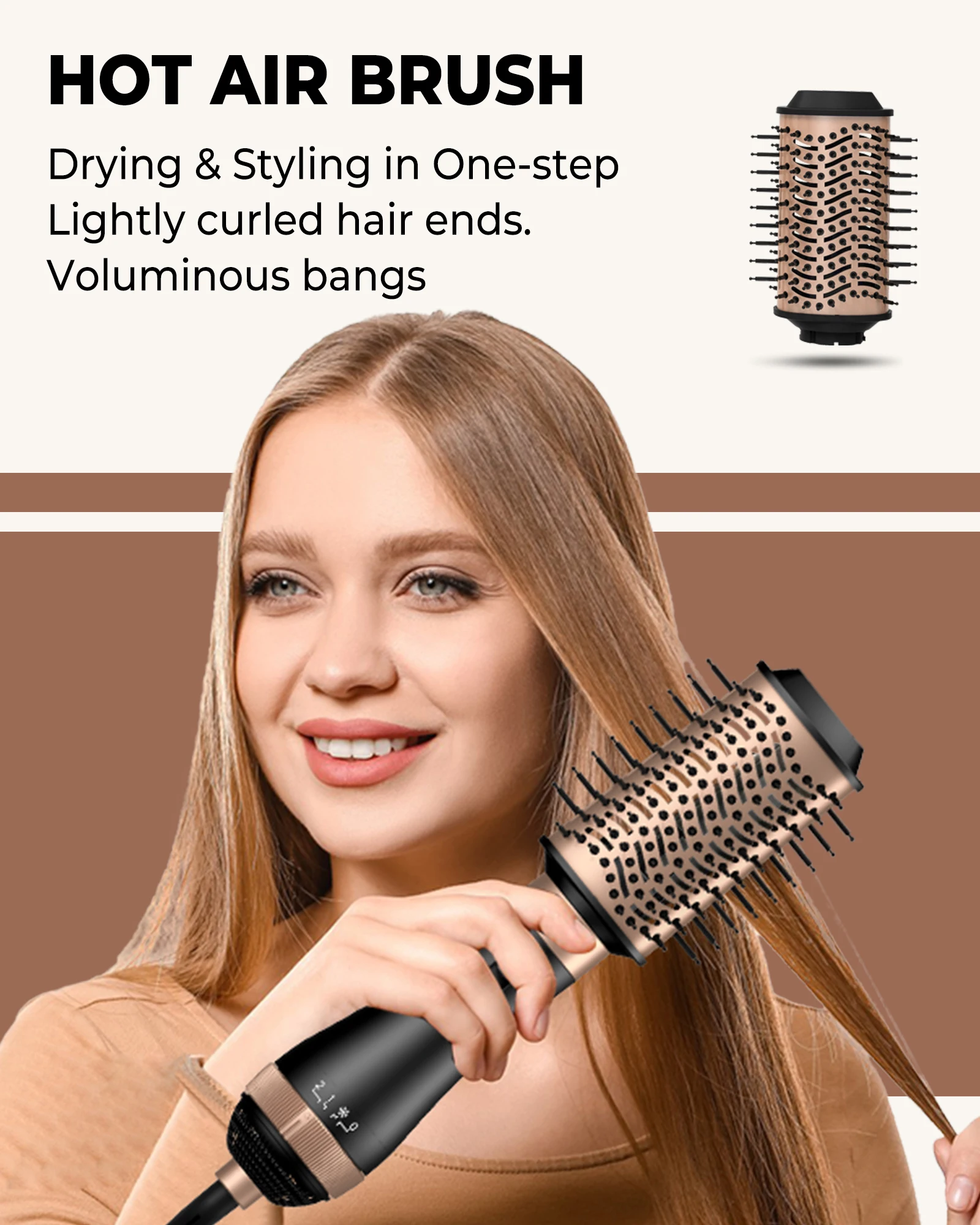 Professional Blow Dryer Brush 4 In 1 Detachable Hair Dryer Brush Hot Air Styling Comb Negative Ion Hairdryer Curling Comb