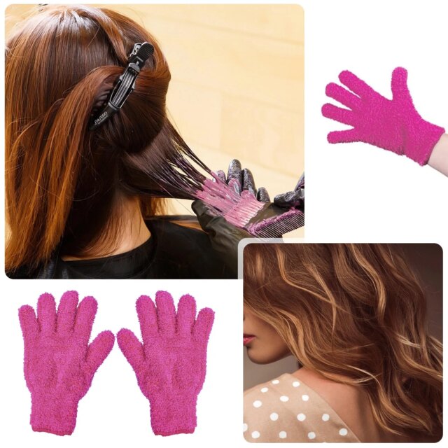 Hair Gloves Microfiber Gloves Hair Dye Gloves Barber Accessories Home Hair Styling Tools Black Pink Gloves Cleaning Fuzzy Mitts