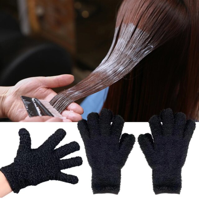 Hair Gloves Microfiber Gloves Hair Dye Gloves Barber Accessories Home Hair Styling Tools Black Pink Gloves Cleaning Fuzzy Mitts - Image 5