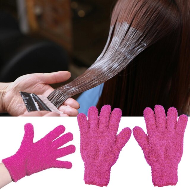 Hair Gloves Microfiber Gloves Hair Dye Gloves Barber Accessories Home Hair Styling Tools Black Pink Gloves Cleaning Fuzzy Mitts - Image 2
