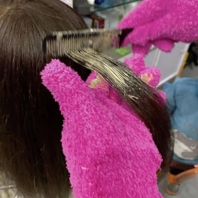 Hair Gloves Microfiber Gloves Hair Dye Gloves Barber Accessories Home Hair Styling Tools Black Pink Gloves Cleaning Fuzzy Mitts - Image 4