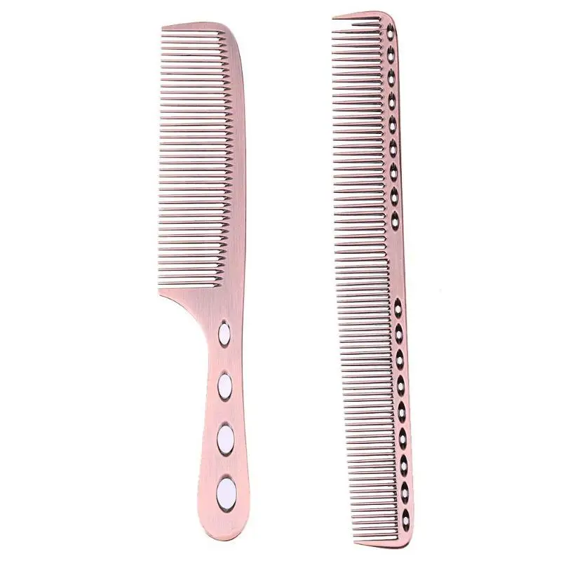 1/2pcs Metal Hair Comb Professional Salon Hairdresser Hair Cutting Combs Brush Hair Styling Tools Metal Steel Comb Rose Gold