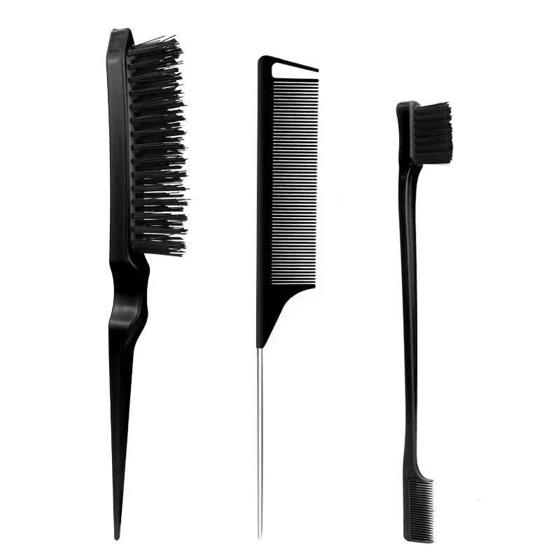 3Pcs Hair Brush Set Hair Styling Home Travel Barber Comb Dual Sided Edge Brush Comb Pintail Design Hairstyles Women Girl Barber