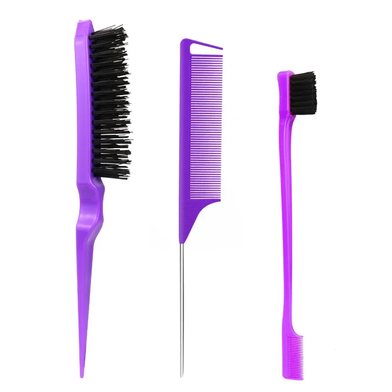 3Pcs Hair Brush Set Hair Styling Home Travel Barber Comb Dual Sided Edge Brush Comb Pintail Design Hairstyles Women Girl Barber