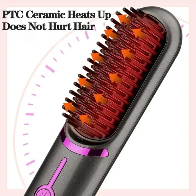 Hair Straightener Brush Fast Heating Cordless Curling Comb For Travel Portable Anti-Frizz Styling Straightener For Salon Home - Image 3