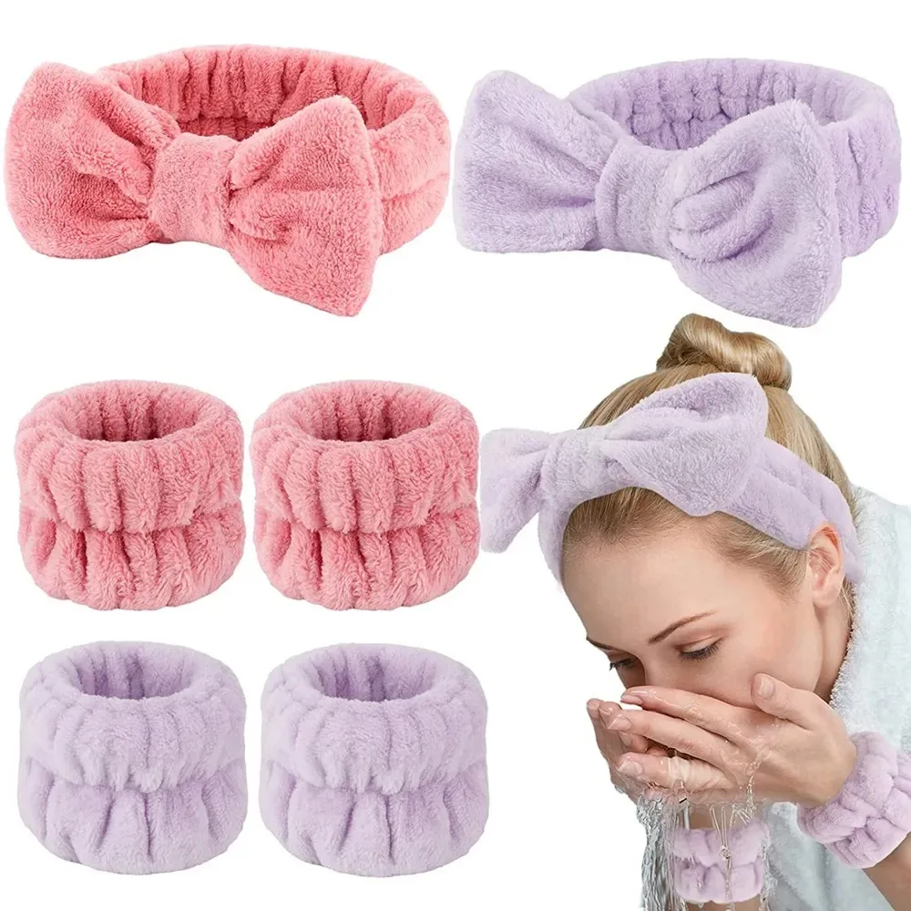 3Pcs Microfiber Spa Headband Wristband Washing Face Makeup Towel Wrist Hair Bands Washband Scrunchies Absorbent Styling Tools