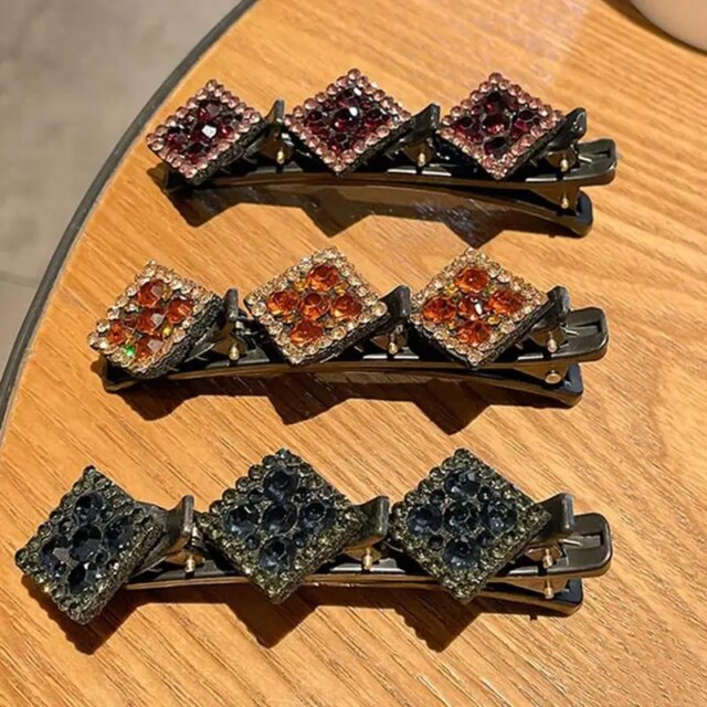 Rhinestones Braided Hair Clips Stylish Clover Hair Clips Korean Elegant Hairpins Styling Hairgrips Durable Barrettes For Women - Image 4