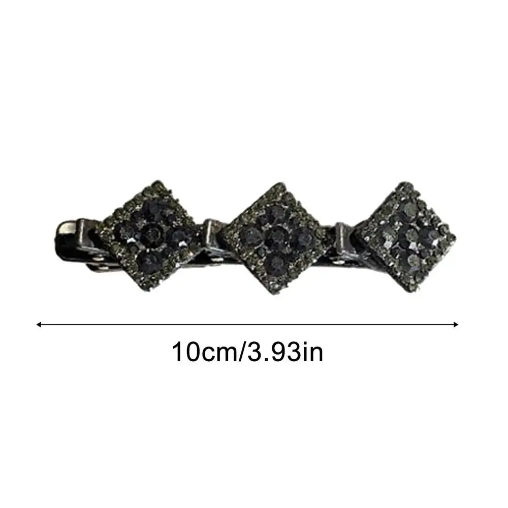 Rhinestones Braided Hair Clips Stylish Clover Hair Clips Korean Elegant Hairpins Styling Hairgrips Durable Barrettes For Women