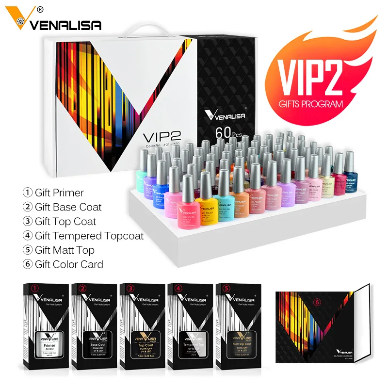 Venalisa New Color VIP Gel Nail Polish Kit Enamel Vernish Color Gel Polish for Nail Art Design Whole Set Nail Gel Learner Kit