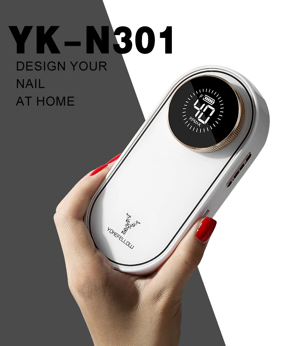 YOKEFELLOW Rechargeable Nail Drill Machine 40000 RPM Electric Nail Sander for Remove Gel Nail Portable Electric Nail file kit