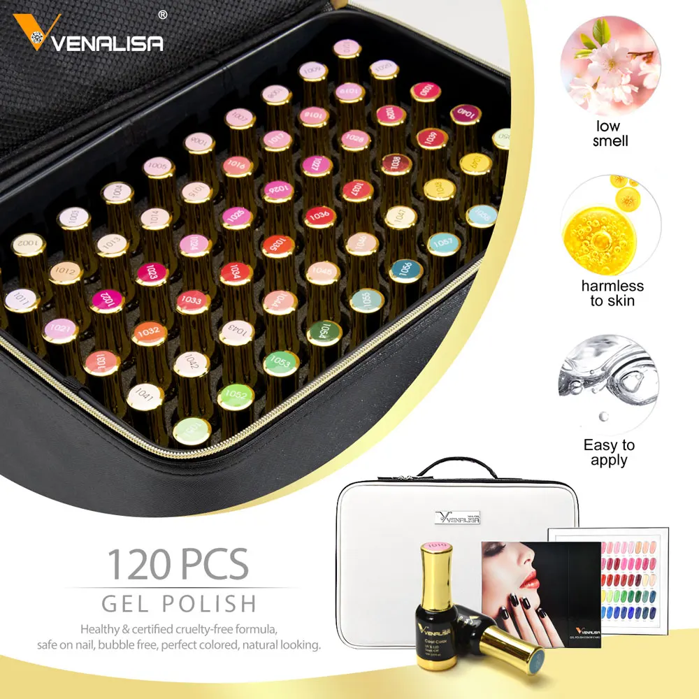 New 120 Fashion Color 12ml Venalisa Gel Polish Enamel Varnish Gel Polish For Nail Art Design Whole Set Nail Gel Lacquer Kit