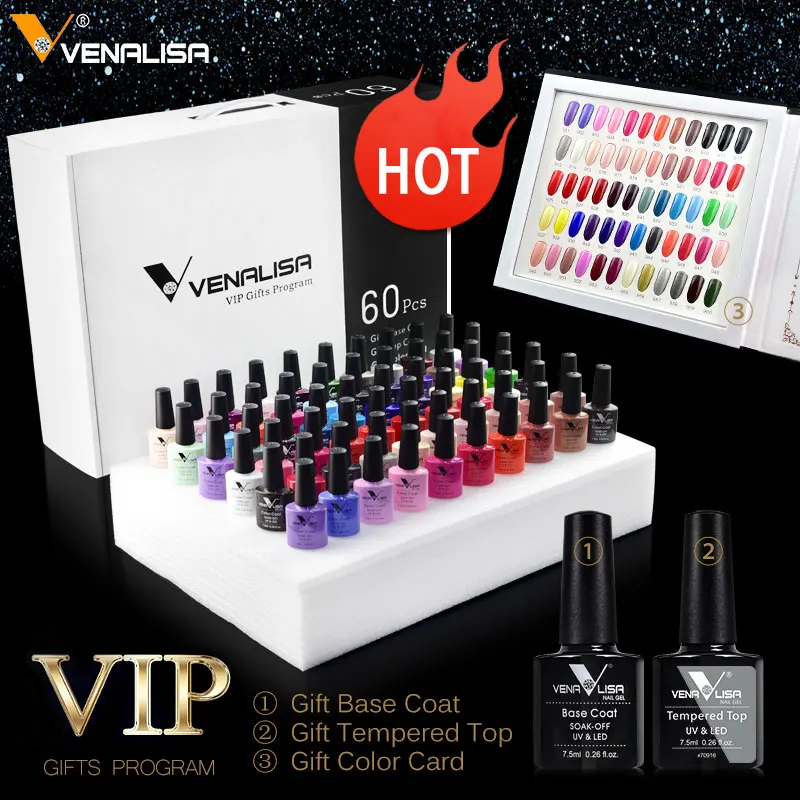 New 120 Fashion Color 12ml Venalisa Gel Polish Enamel Varnish Gel Polish For Nail Art Design Whole Set Nail Gel Lacquer Kit