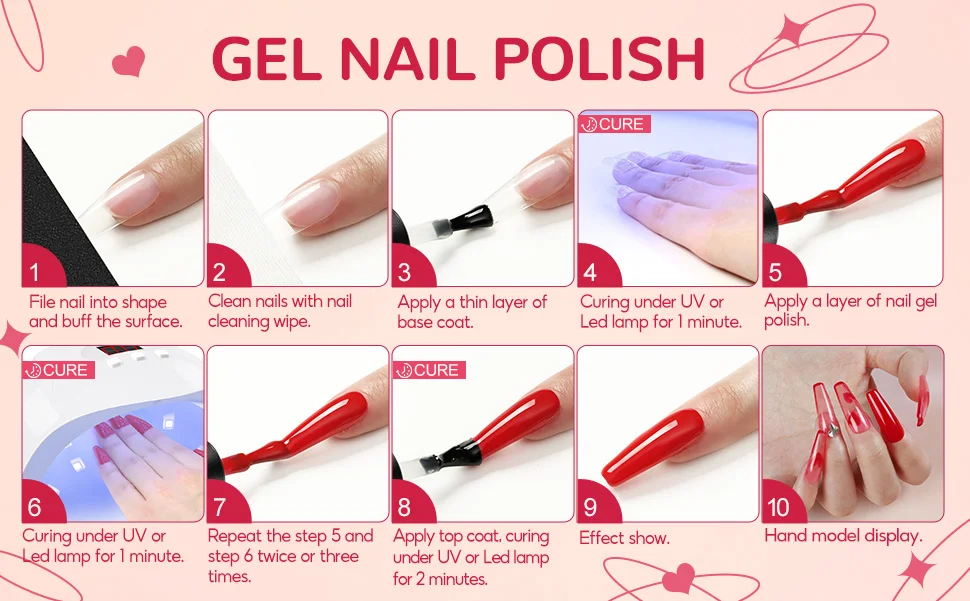 COSCELIA 40 Colors Gel Nail Polish Set Glitter Pink Nude Red White Gel Polish Set 7ML Soak Off Manicure Gel DIY Gifts