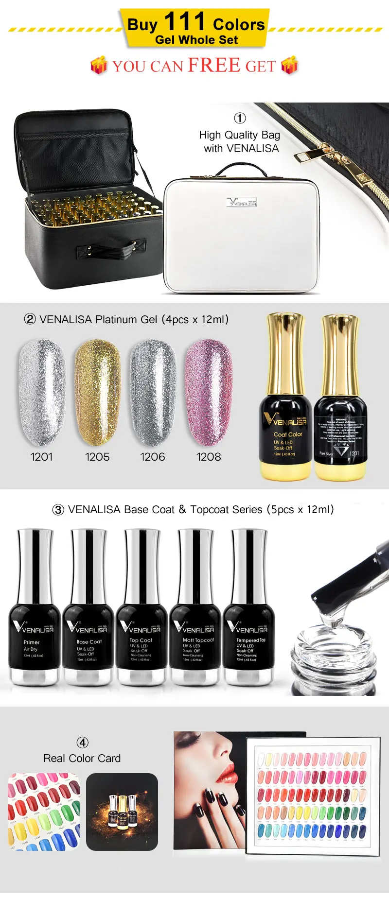 120pcs*12ml VENALISA Gel Varnish Whole Set Nail Salon Used Gel Polish Kits Luxury Color Palette Shining Glitter Starry Soak Off